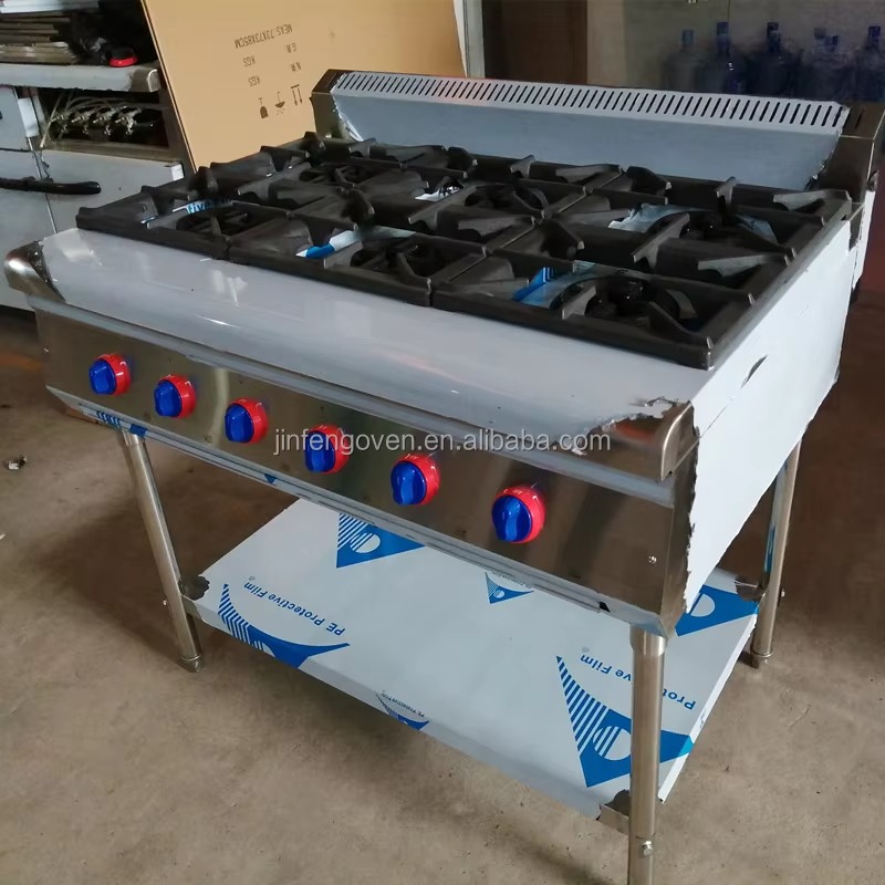 Commercial Kitchen Gas Stove - Profesjonalny sprzęt kuchenny do gastronomii, 6-palnikowa