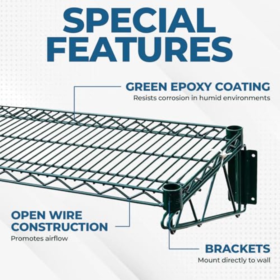 Półka ścienna z zielonego drut – Commercial Kitchen Wall Shelves recenzja i cena